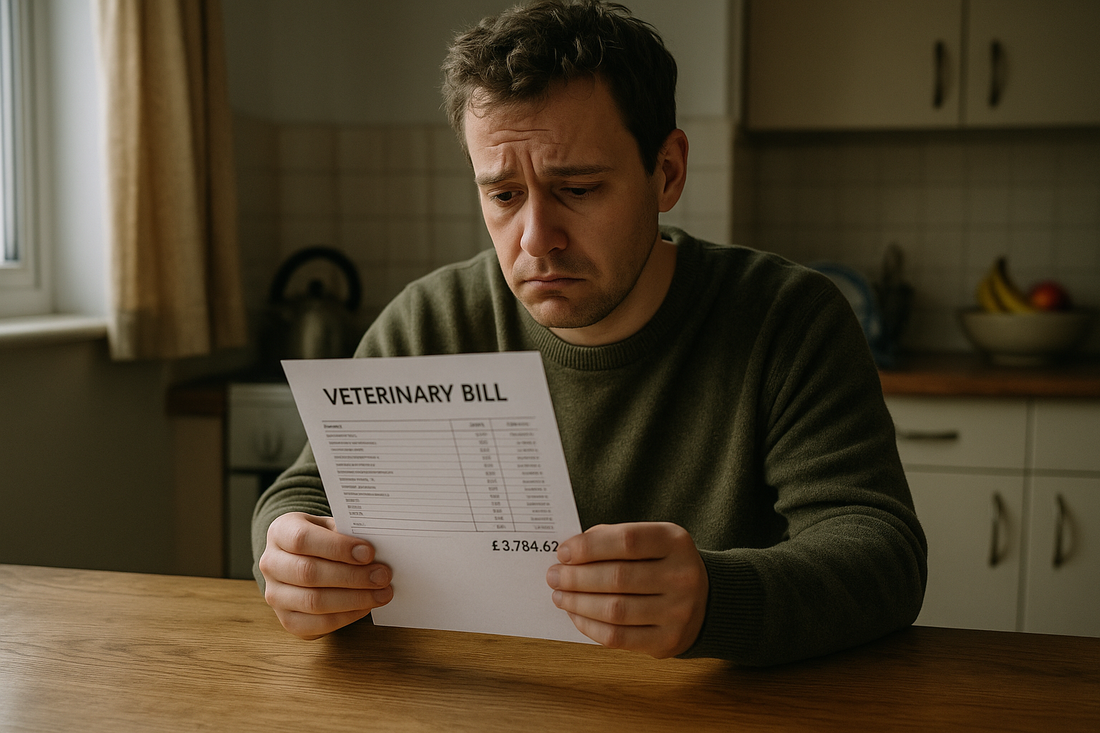 A vet bill showing how expensive it is for veterinary services.