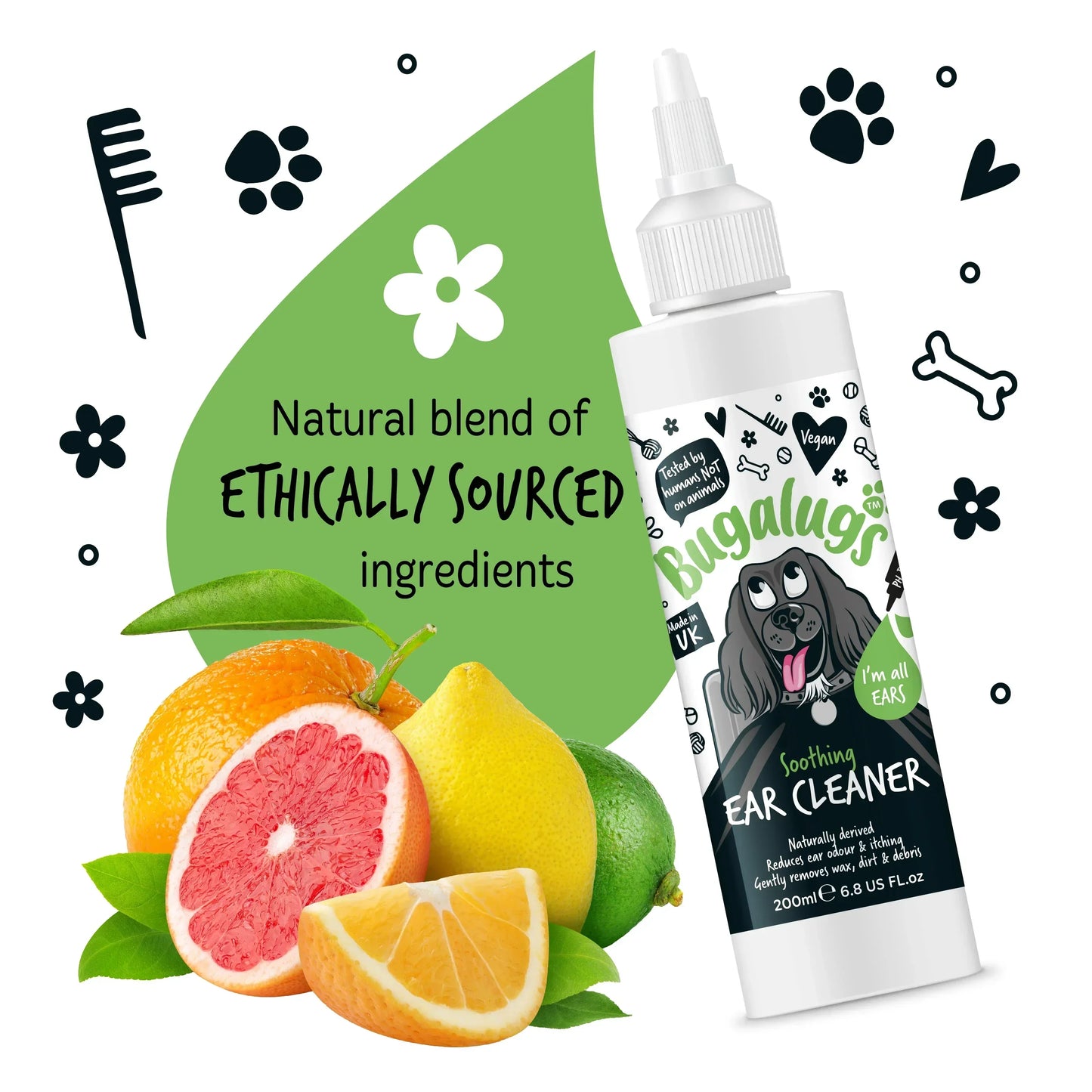 Natural citrus ingredients used in a soothing ear cleaner