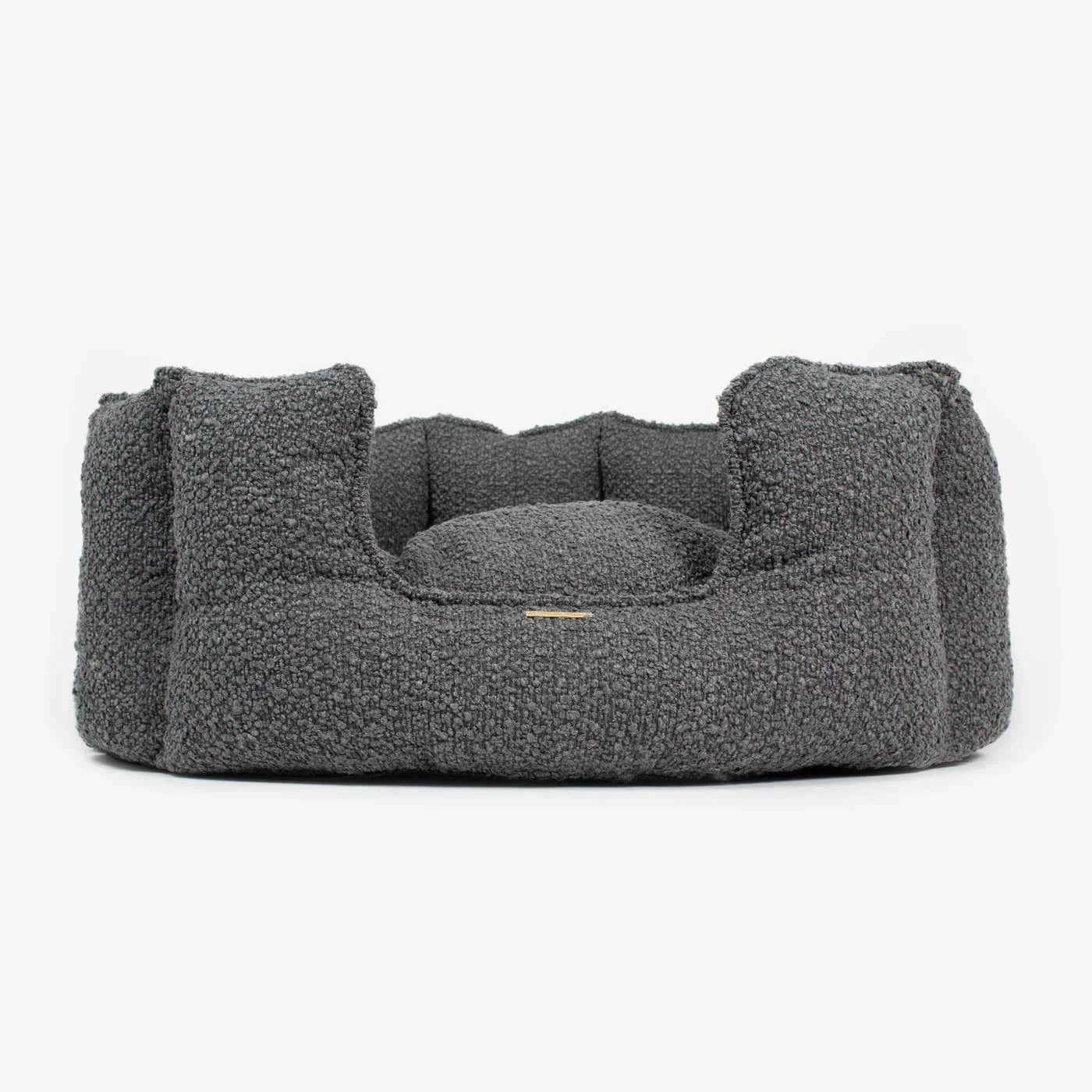 Lords & Labradors granite boucle high wall dog bed with structured round bolster design
