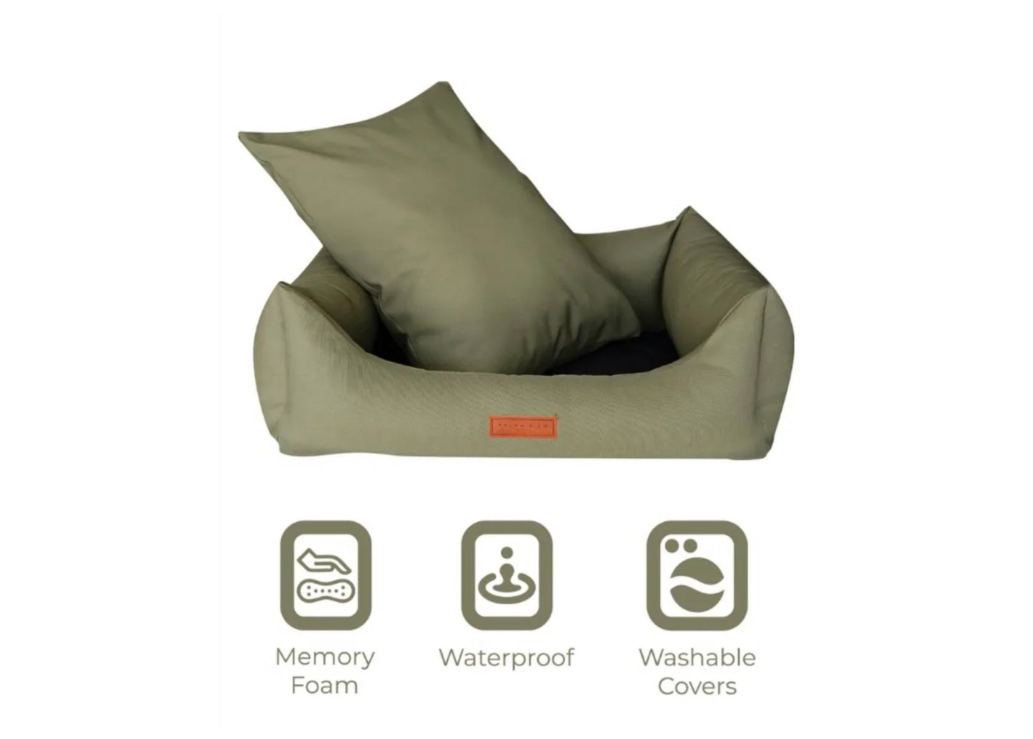 Henley Waterproof Orthopaedic Memory Foam Dog Bed showing waterproof fabric, removable cover and memory foam construction.