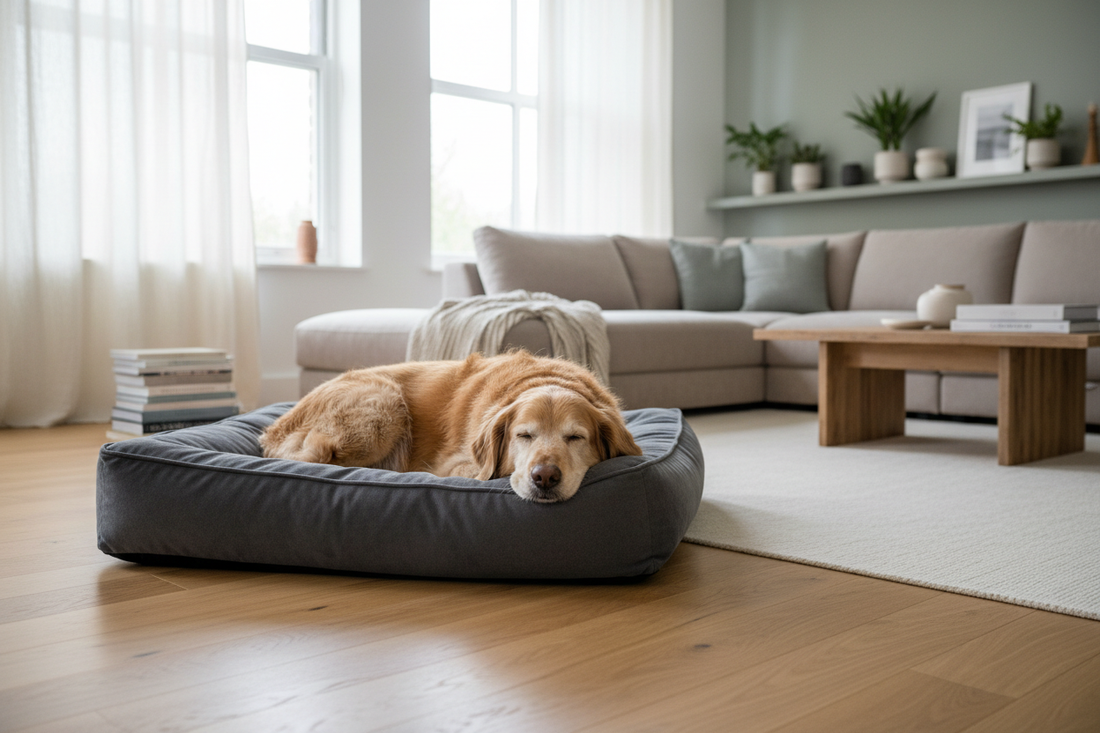 Best dog bed for joint problems with senior dog resting comfortably