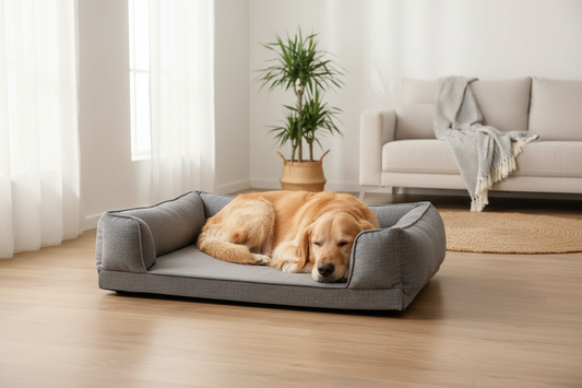 Comfiest dog bed shown in a calm home setting with full body support