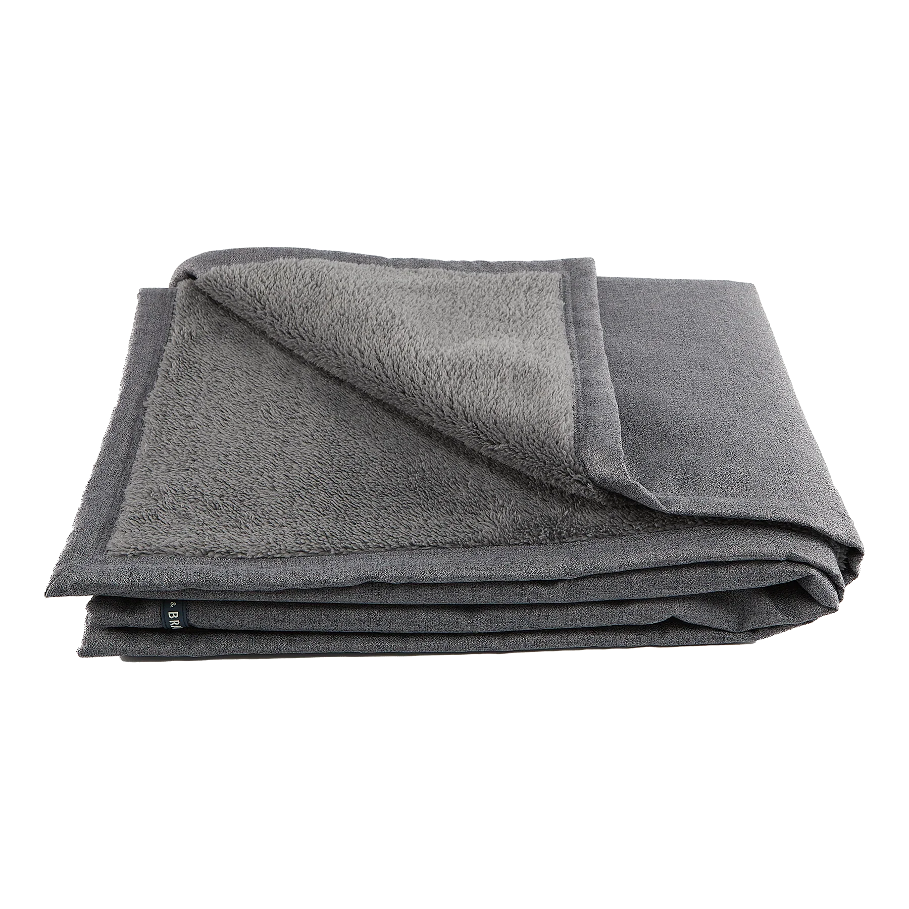 Folded grey temperature regulating dog blanket