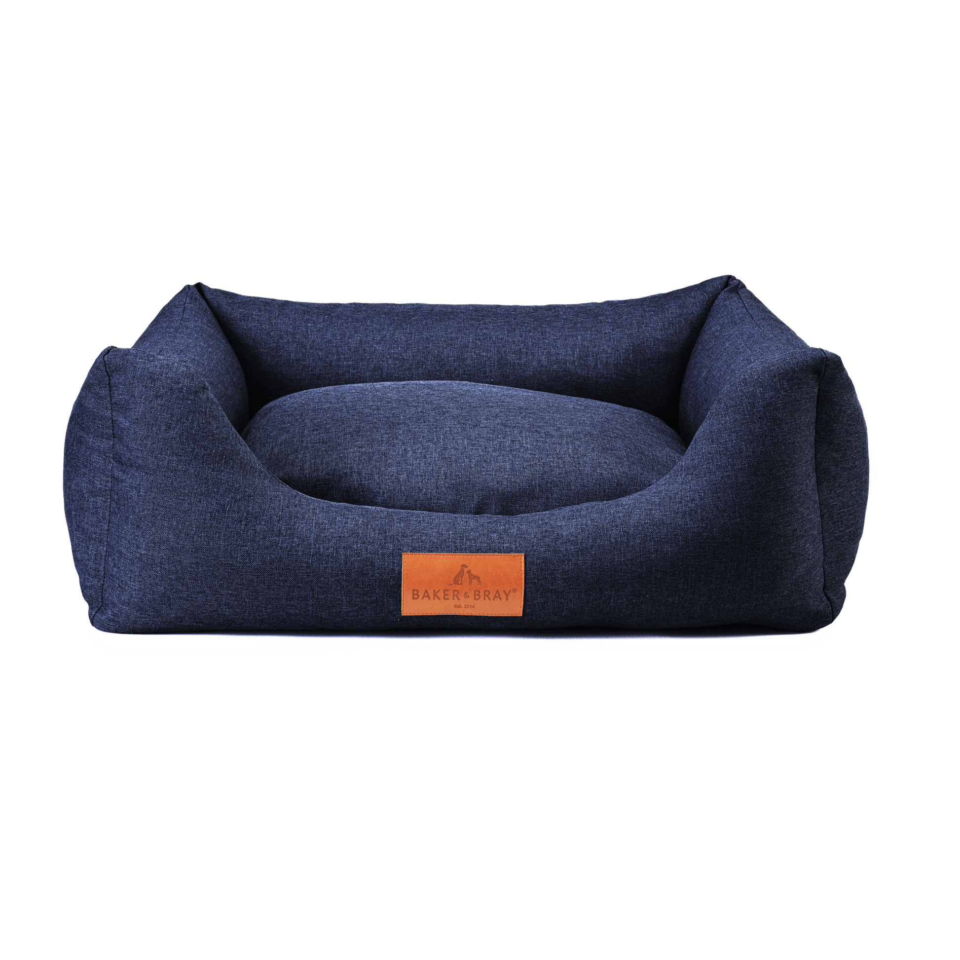 Baker & Bray orthopaedic dog bed navy blue on white background