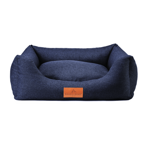Baker & Bray orthopaedic dog bed navy blue on white background