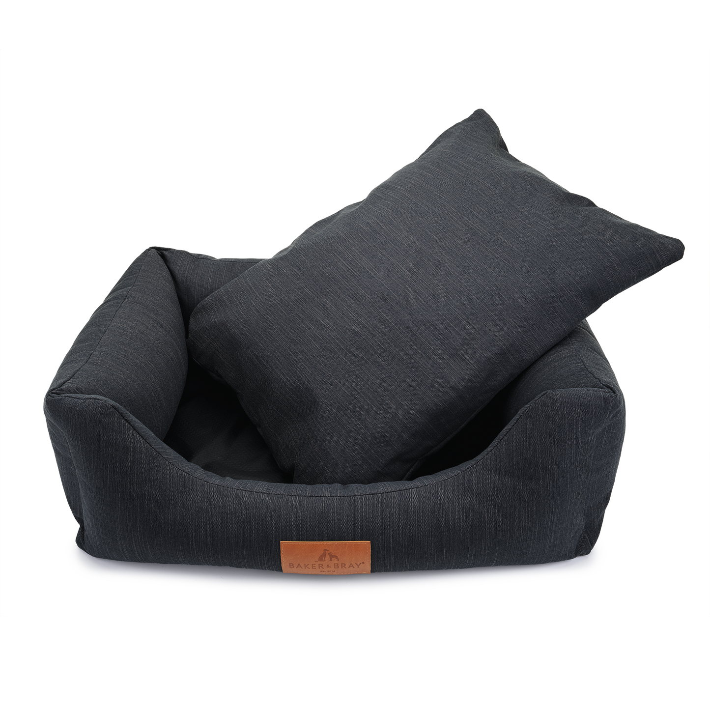 Slate grey orthopaedic dog bed with removable cushion insert