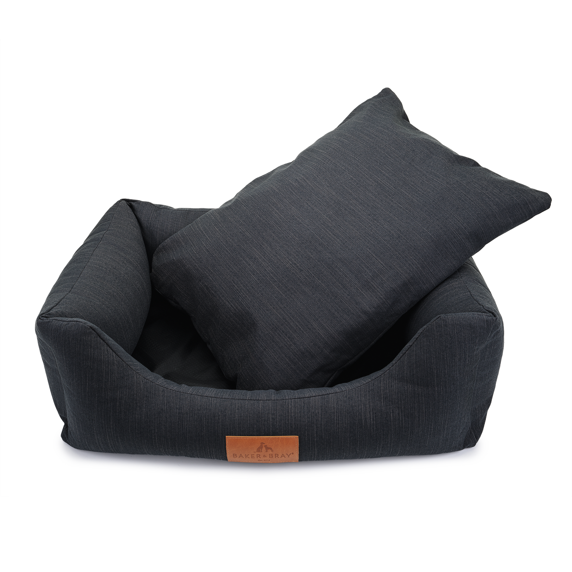 Slate grey orthopaedic dog bed with removable cushion insert