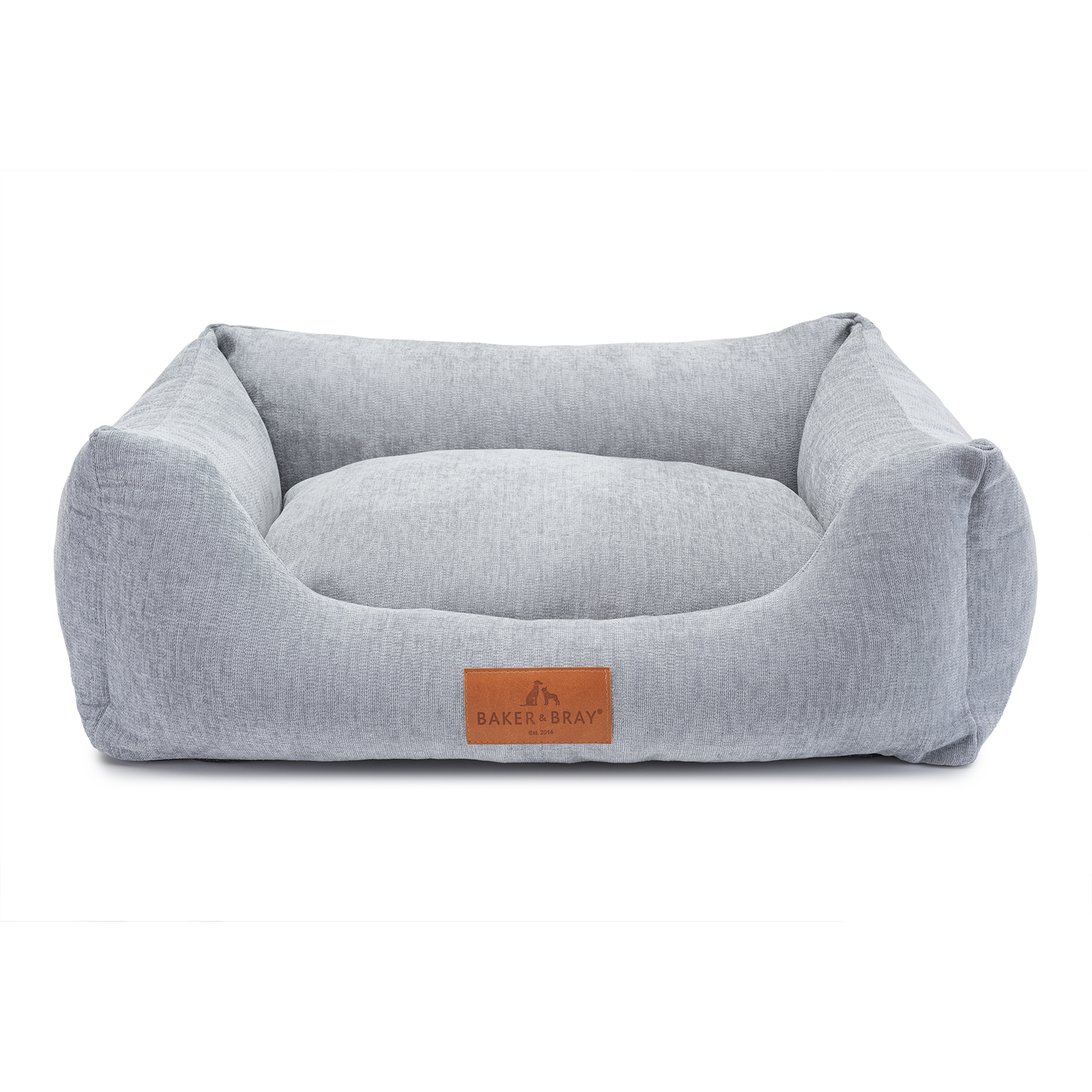 Baker & Bray ultimate orthopaedic dog bed in stone grey with raised sides on white background