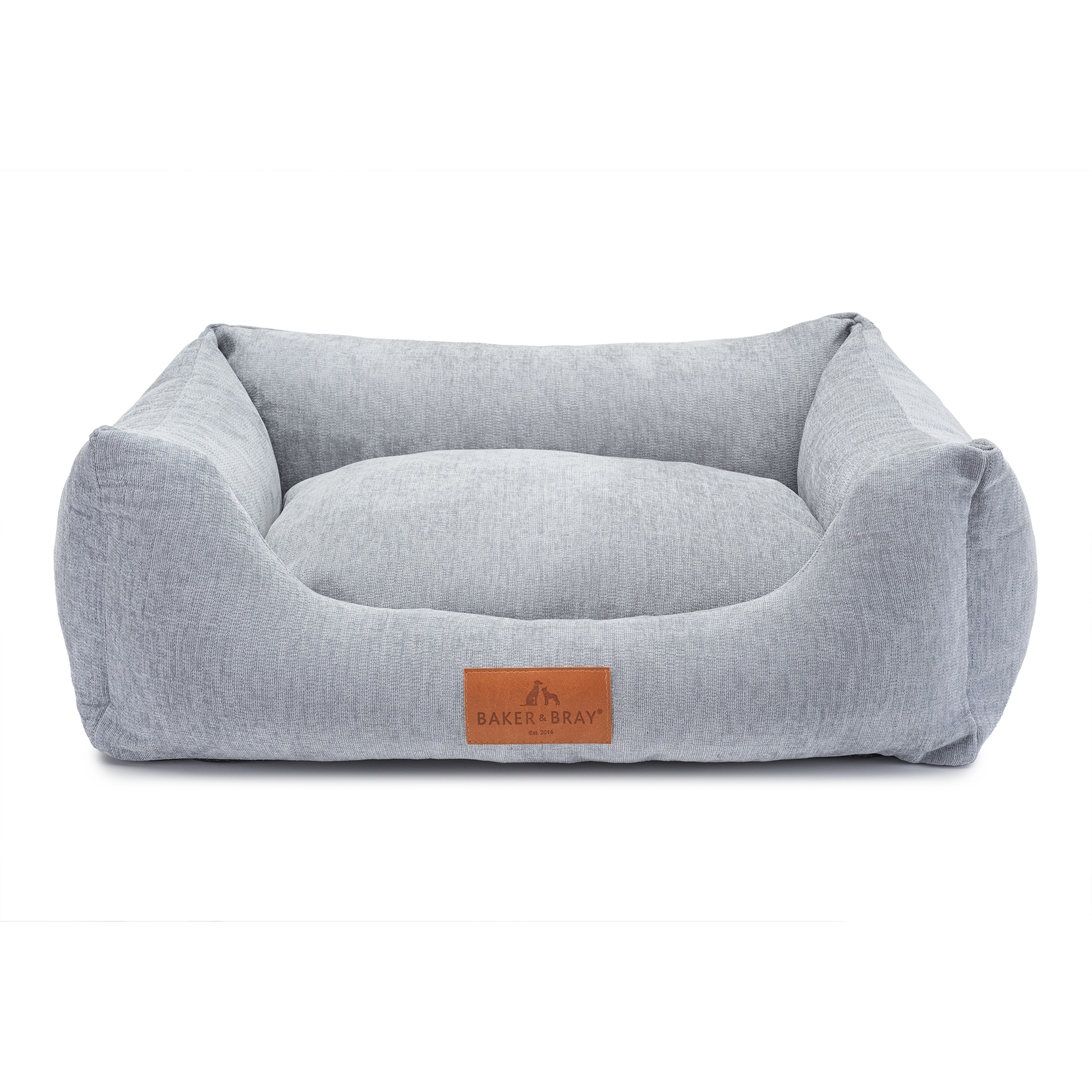 Baker & Bray ultimate orthopaedic dog bed in stone grey with raised sides on white background