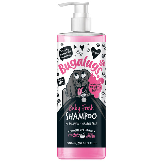 Bugalugs Baby Fresh Dog Shampoo 500ml bottle with baby fresh fragrance