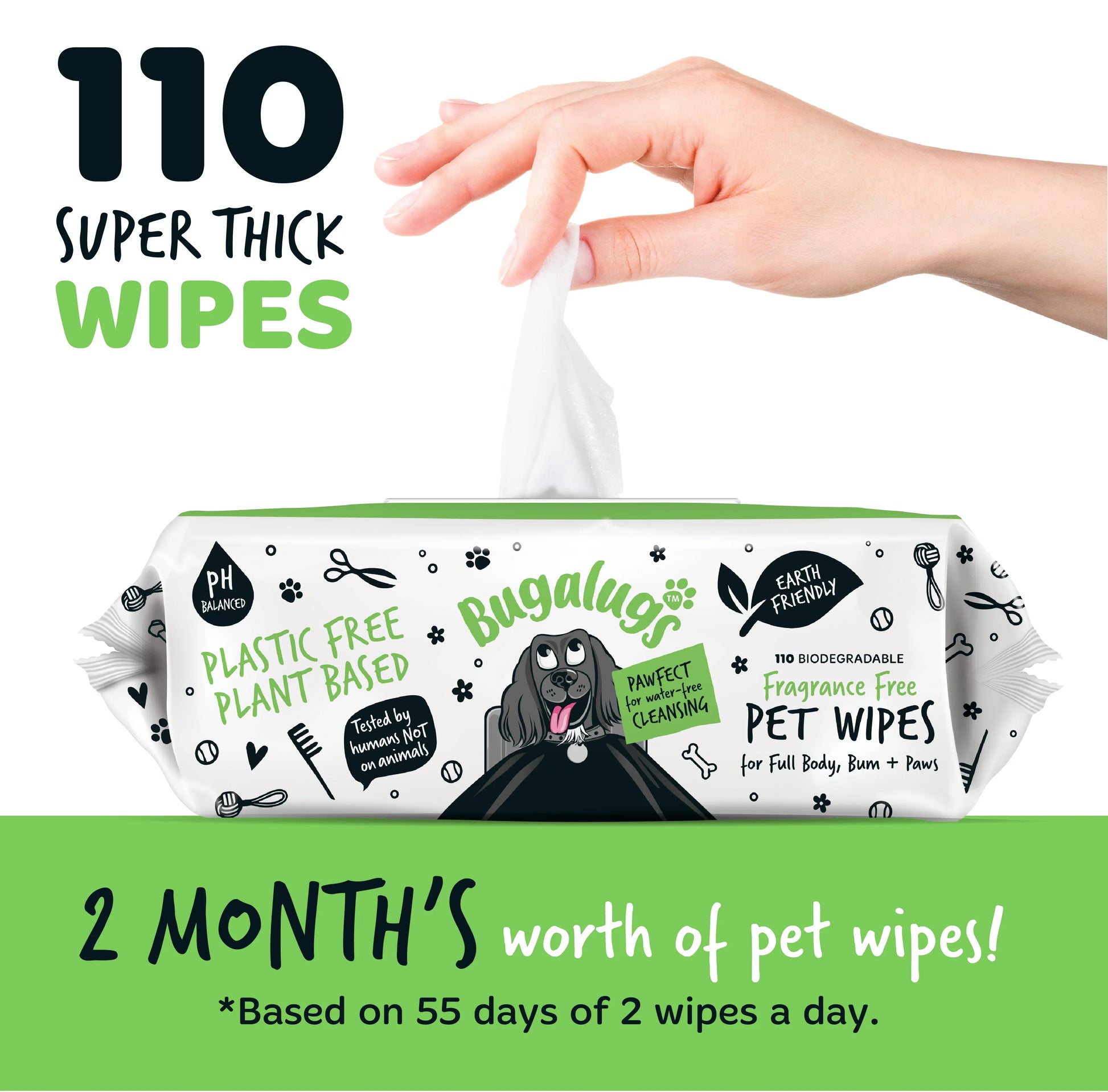 Super thick 20cm x 20cm biodegradable pet wipes