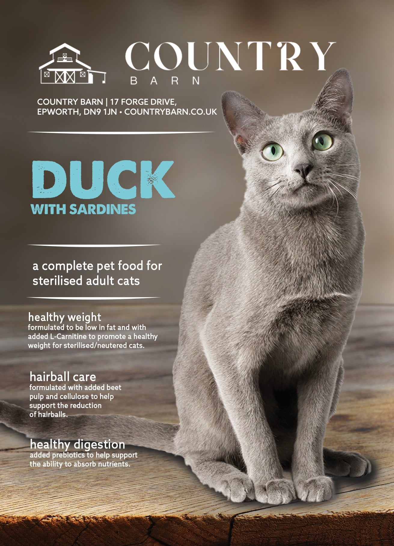 Key benefits of Country Barn Duck with Sardines Dry Cat Food