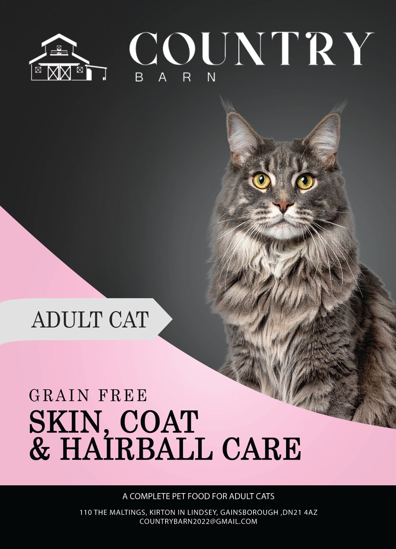 Key benefits of Country Barn Skin, Coat & Hairball Care Dry Cat Food