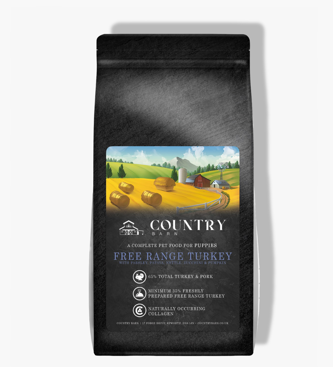 Country Barn Turkey & Pork Puppy Dog Food packaging