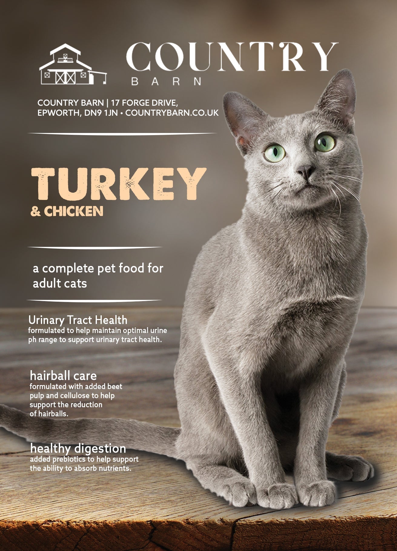 Key benefits of Country Barn Turkey & Chicken Dry Cat Food