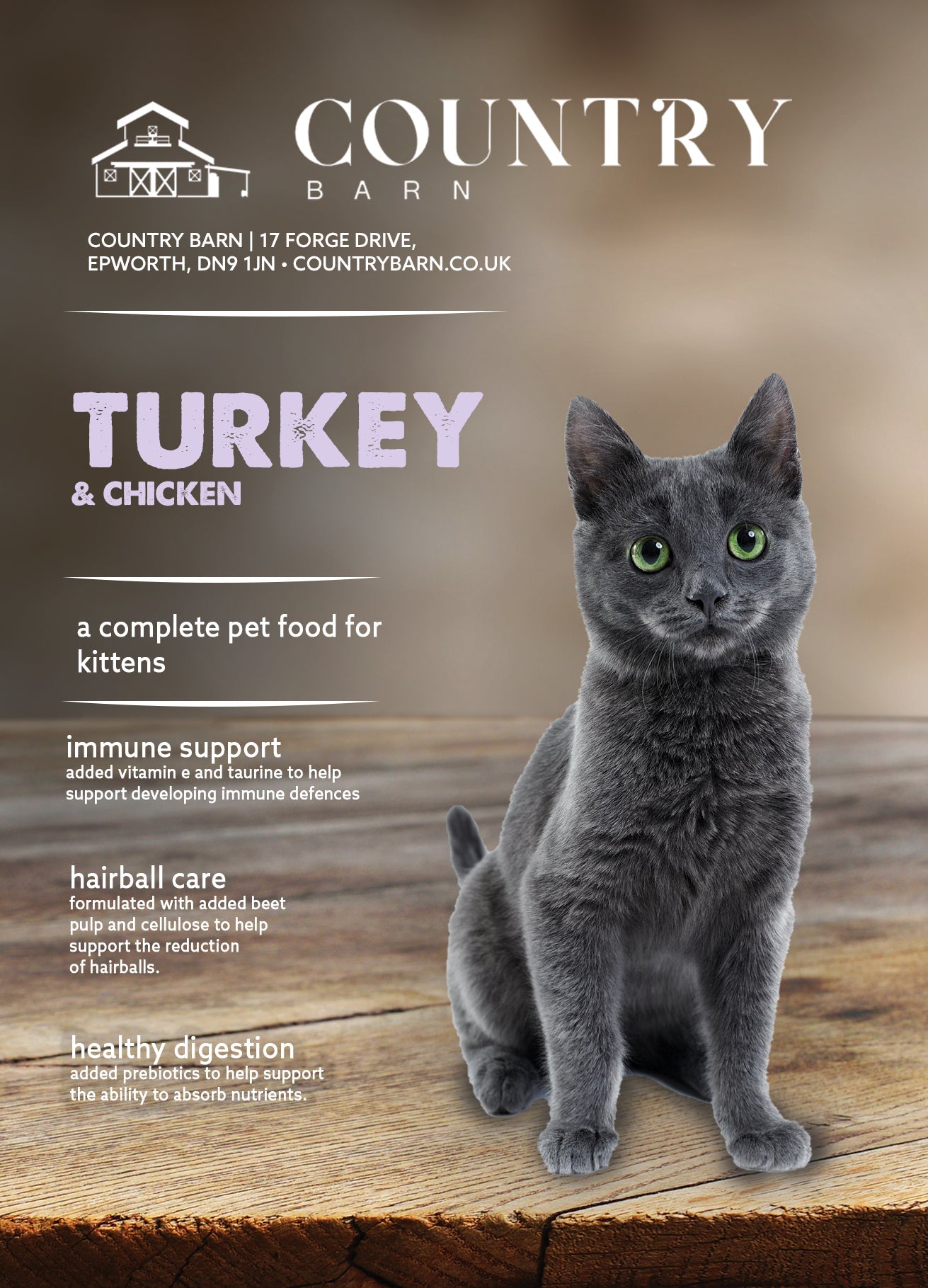 Key benefits of Country Barn Turkey & Chicken Dry Kitten Food