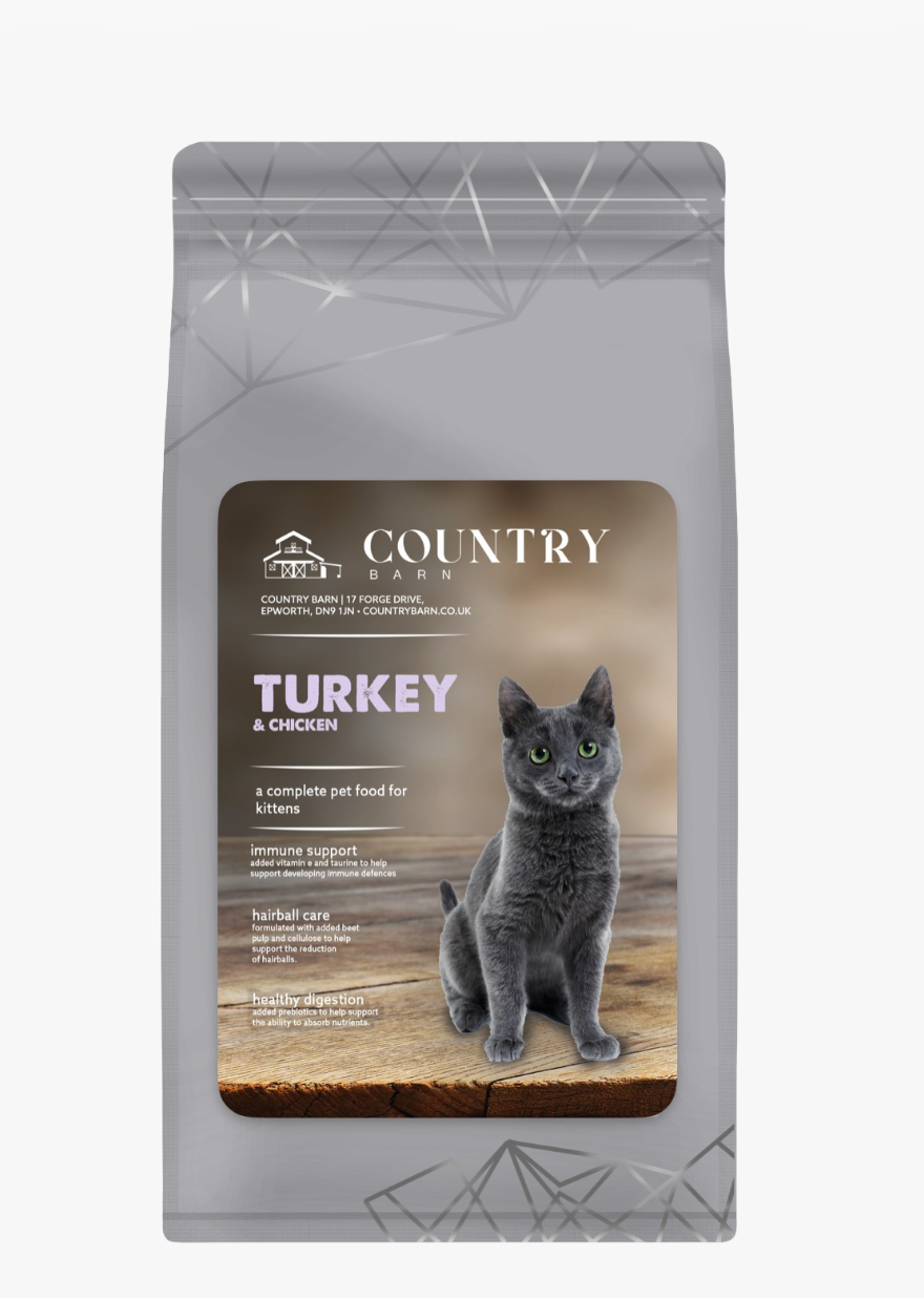 Country Barn Turkey & Chicken Dry Kitten Food packaging