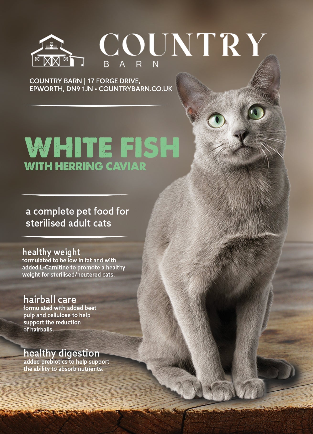 Key benefits of Country Barn White Fish & Nordic Herring Caviar Dry Cat Food