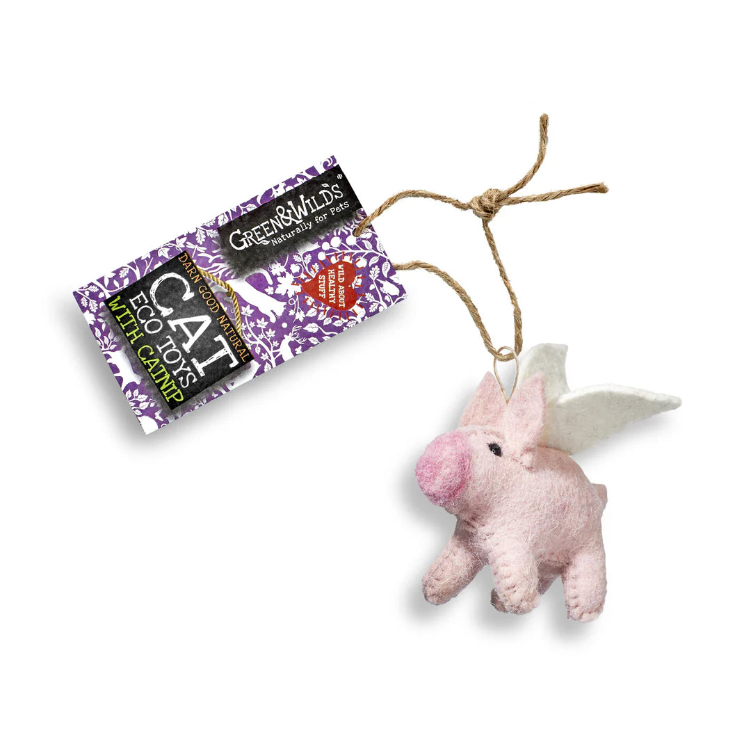 Green & Wild’s Piggie Sue eco cat toy with catnip