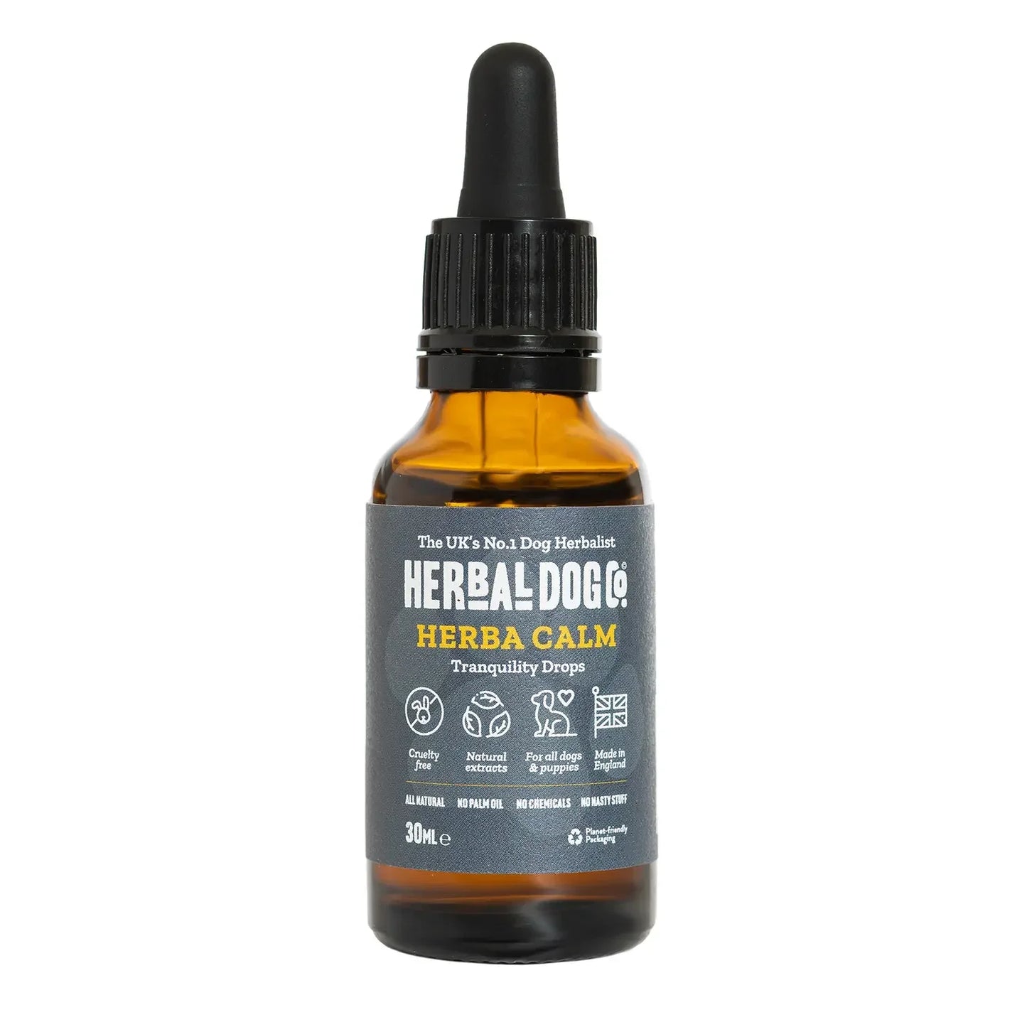 Herbal Dog Co. Herbacalm Calming Drops for Dogs bottle on a white background
