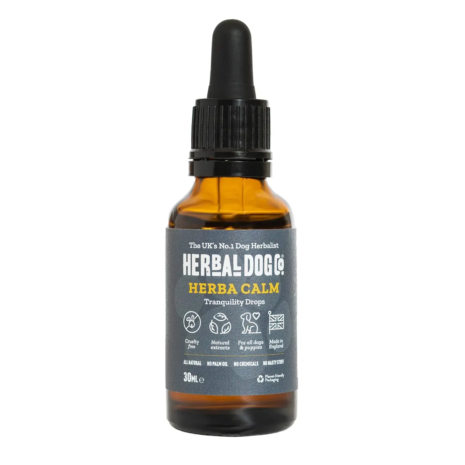 Herbal Dog Co. Herbacalm Calming Drops for Dogs bottle on a white background