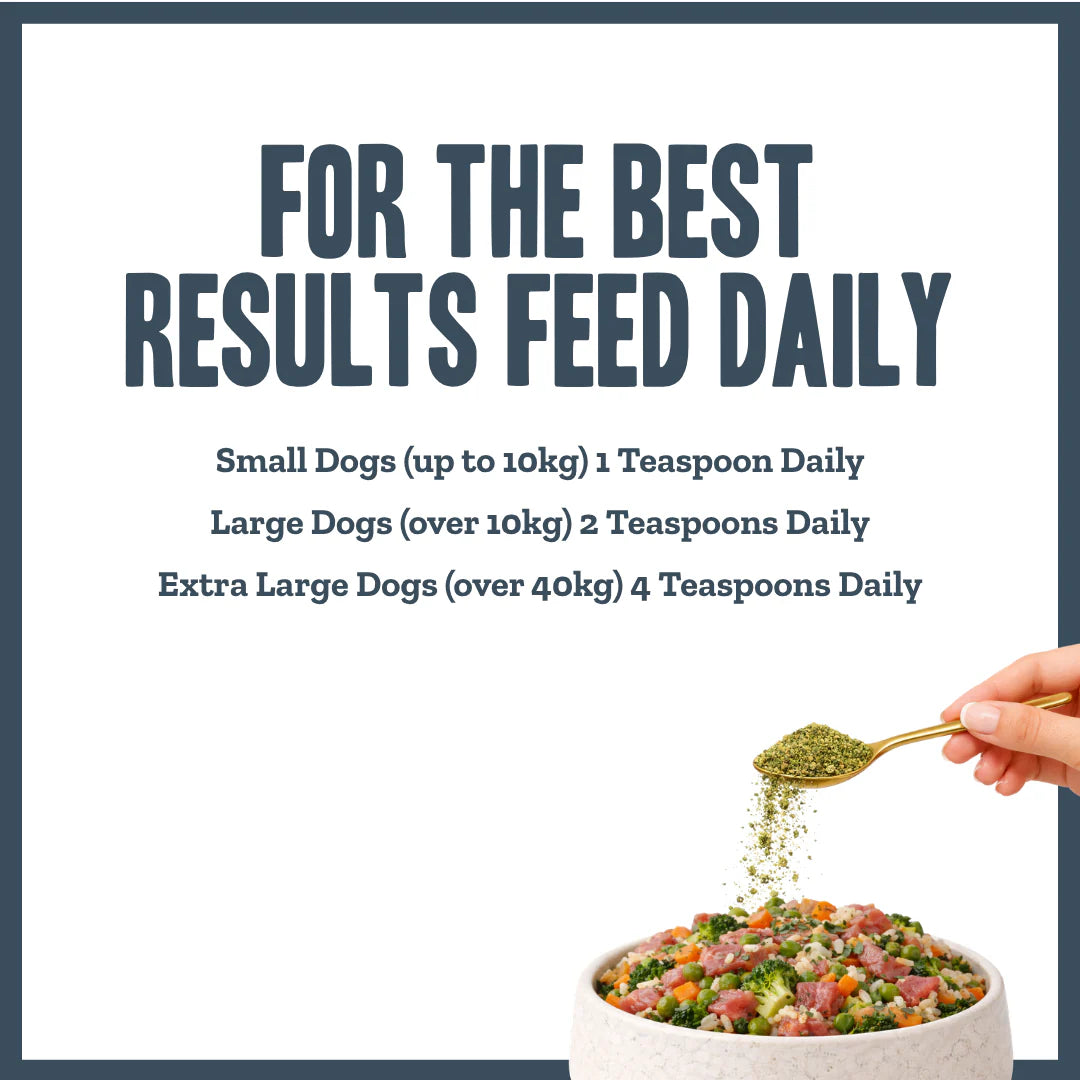 Plaque Protect dental supplement for dogs feeding guide and daily serving amounts