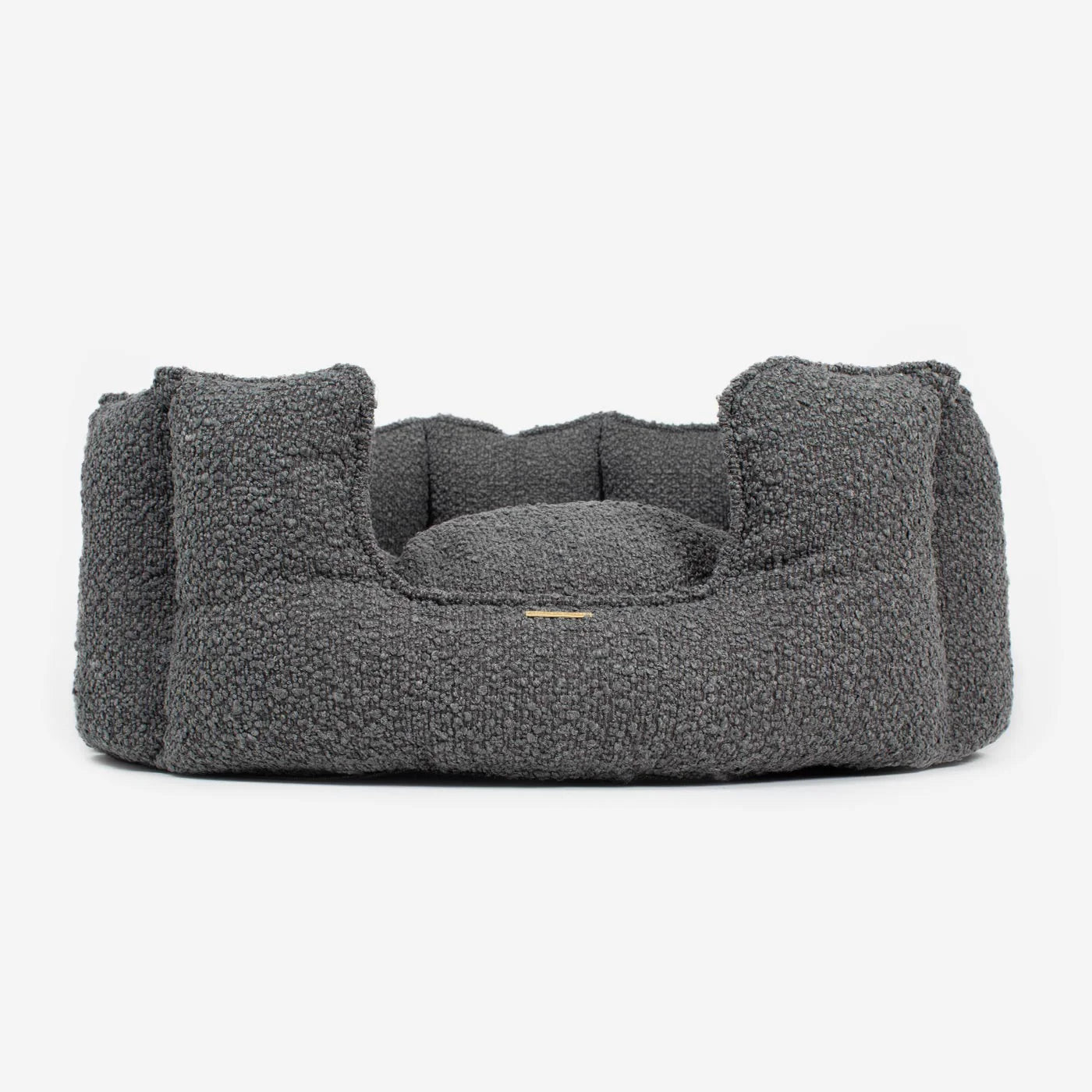 Lords & Labradors granite boucle high wall dog bed with structured round bolster design