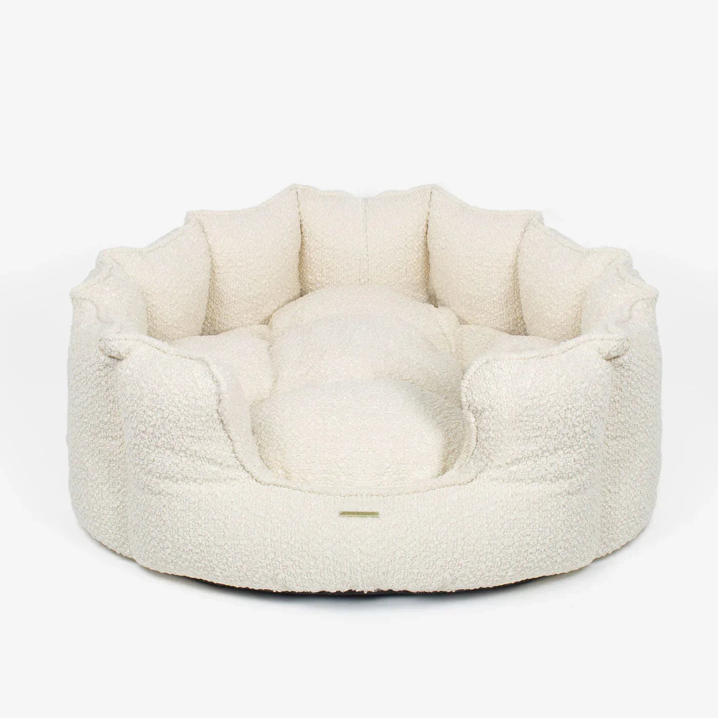 Lords & Labradors ivory boucle high wall dog bed with raised padded walls
