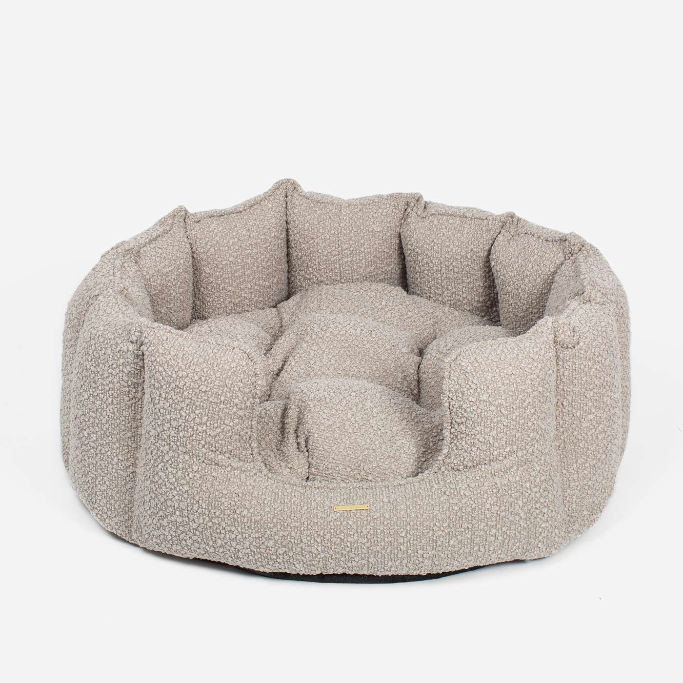 Lords & Labradors mink boucle luxury high wall dog bed with textured fabric finish