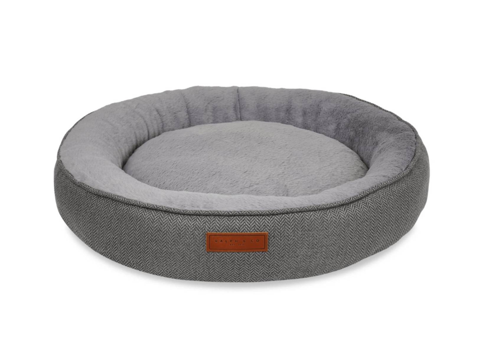 Ralph & Co Balmoral Luxury Donut Dog Bed in grey herringbone