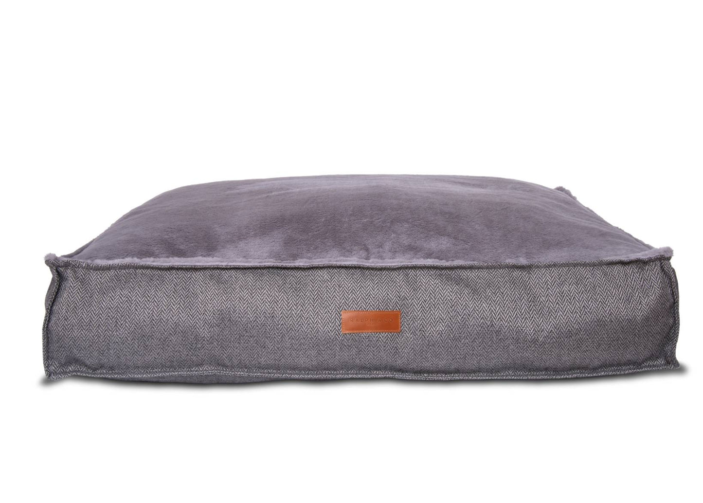 Ralph & Co Balmoral Luxury Pillow Dog Bed in grey herringbone.
