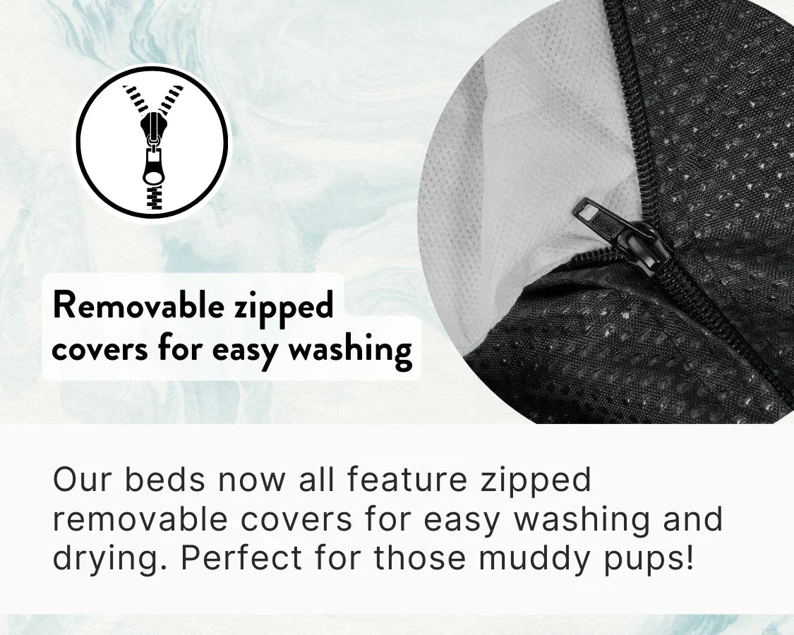 Removable zipped covers showing the inner cushion for easy cleaning.