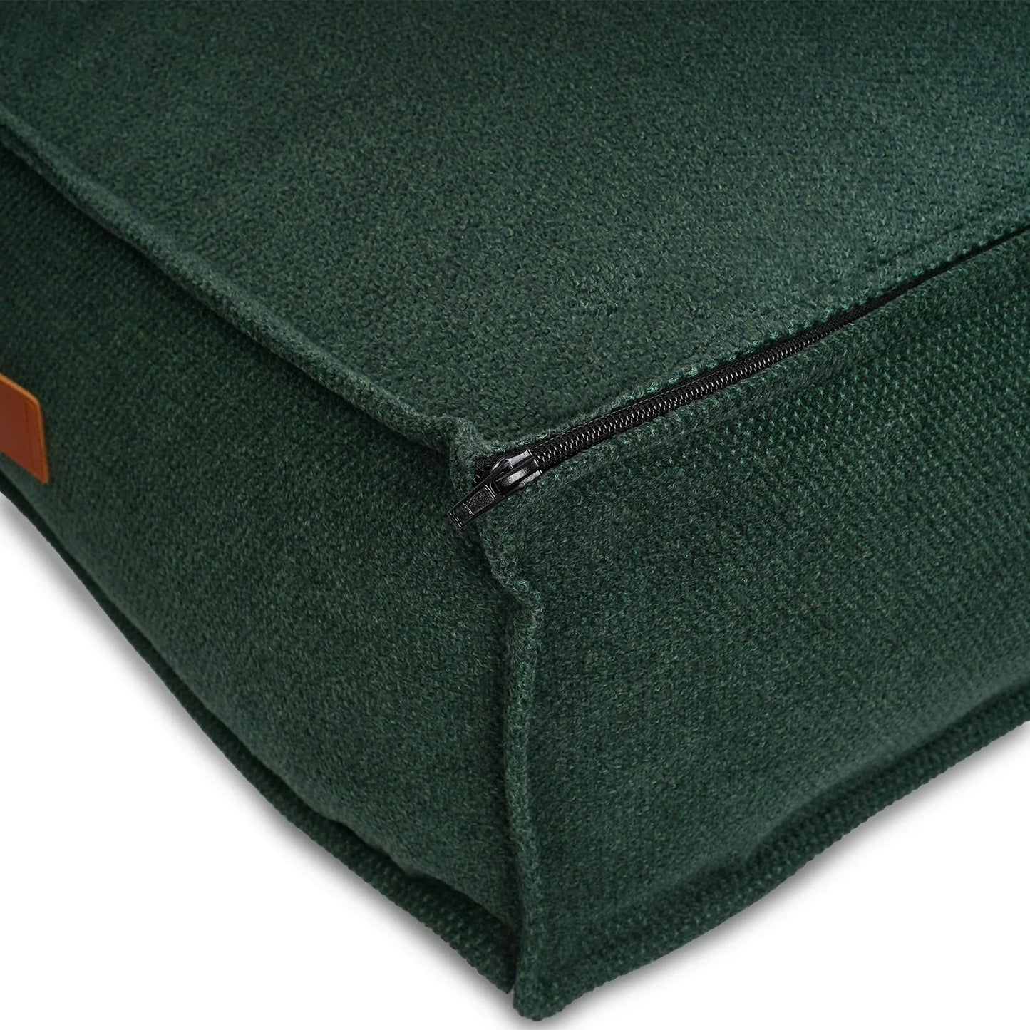 Close-up of the Richmond luxury pillow dog bed showing the side panel and piping.