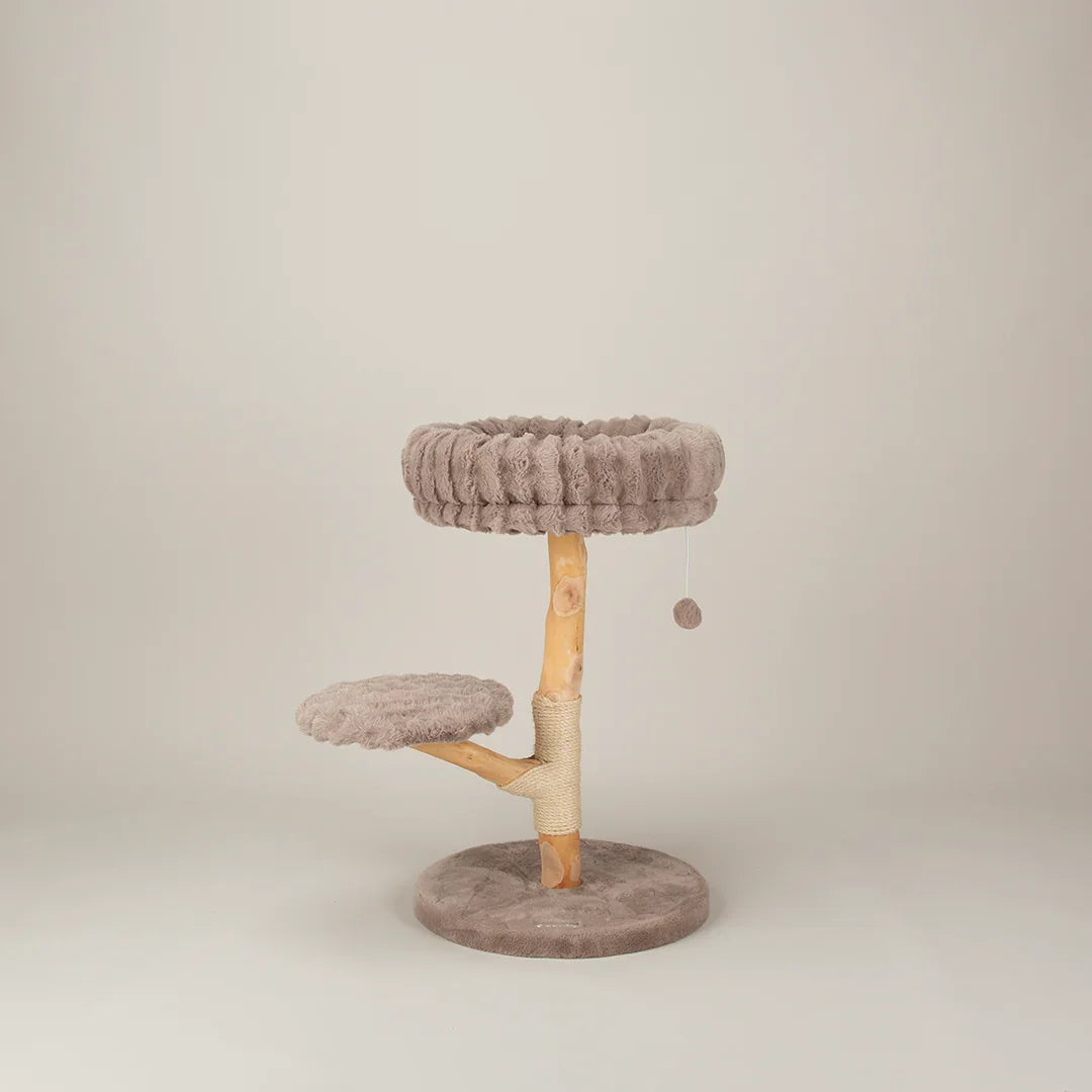 Scruffs Alpine Atlas taupe cat tree with top bed and side platform