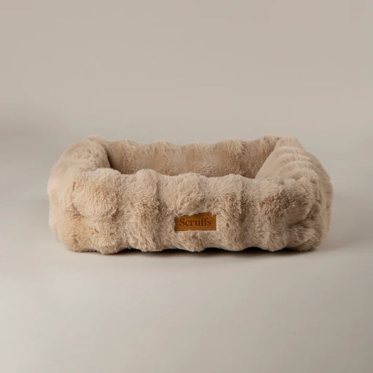 Champagne Scruffs Alpine bolster dog bed shown on its own on a light background