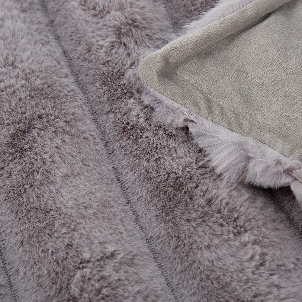 Close-up texture of grey blanket fabric