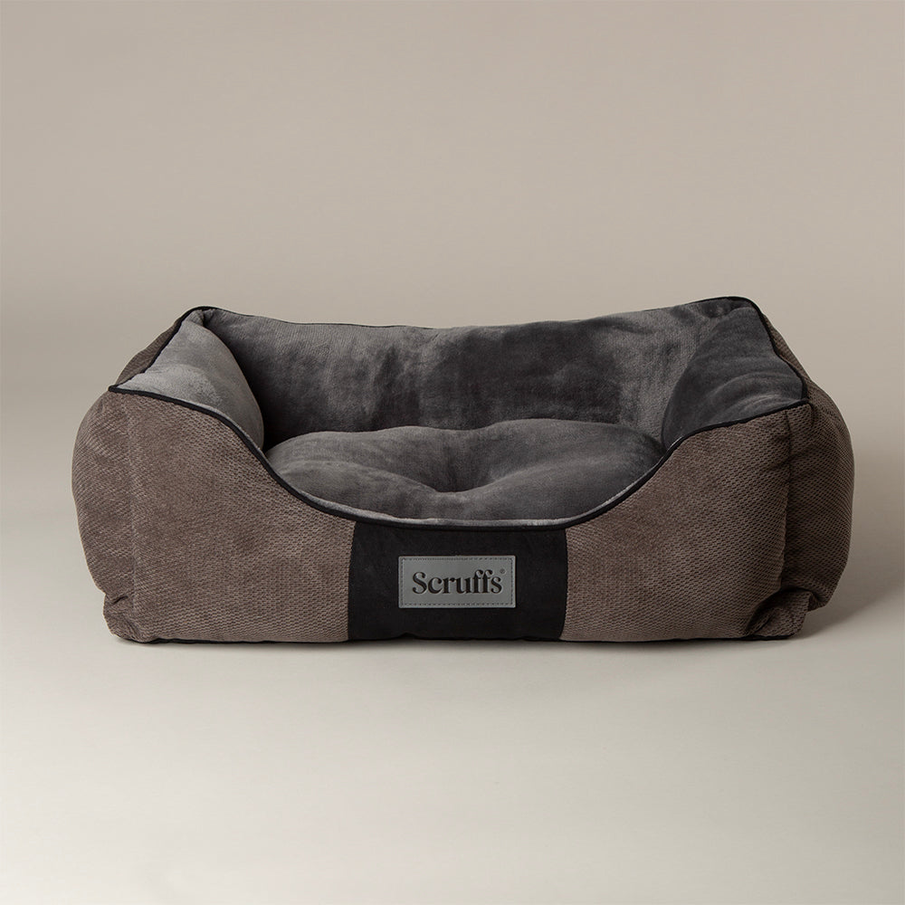 Grey Scruffs Chester box dog bed on neutral background