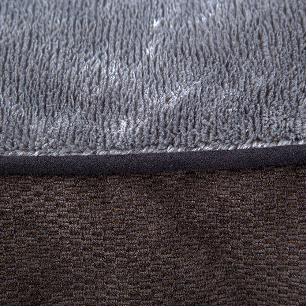 Close-up of grey Scruffs Chester dog bed fabric and lining