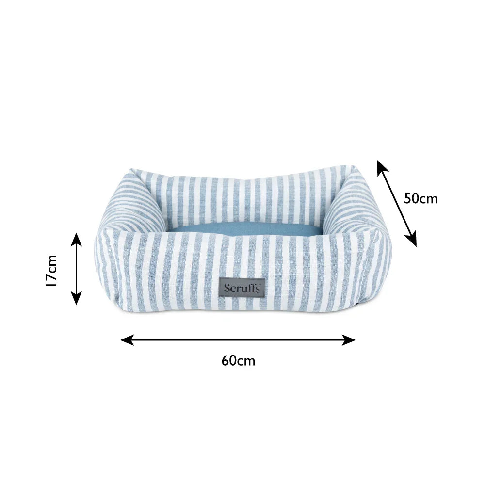 Medium Scruffs Coastal box dog bed with size dimensions shown