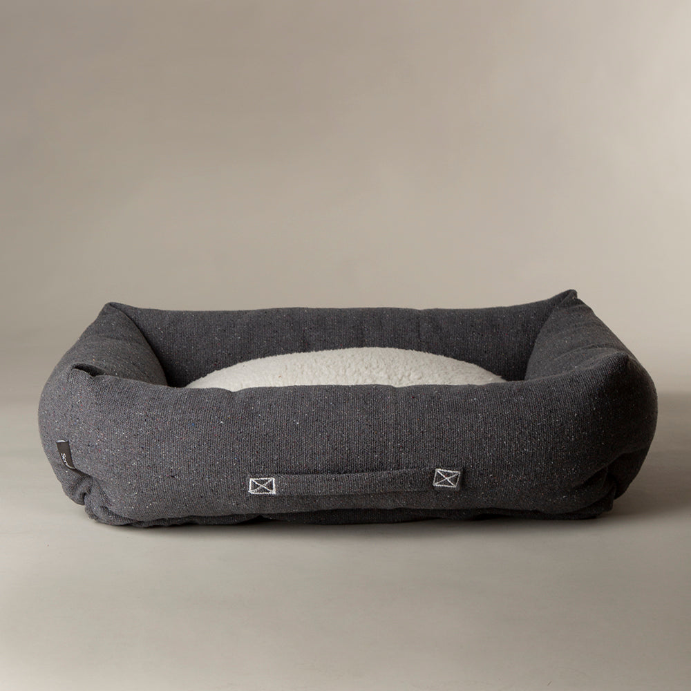 Empty Scruffs Eden box dog bed charcoal with recycled fabric and supportive shape