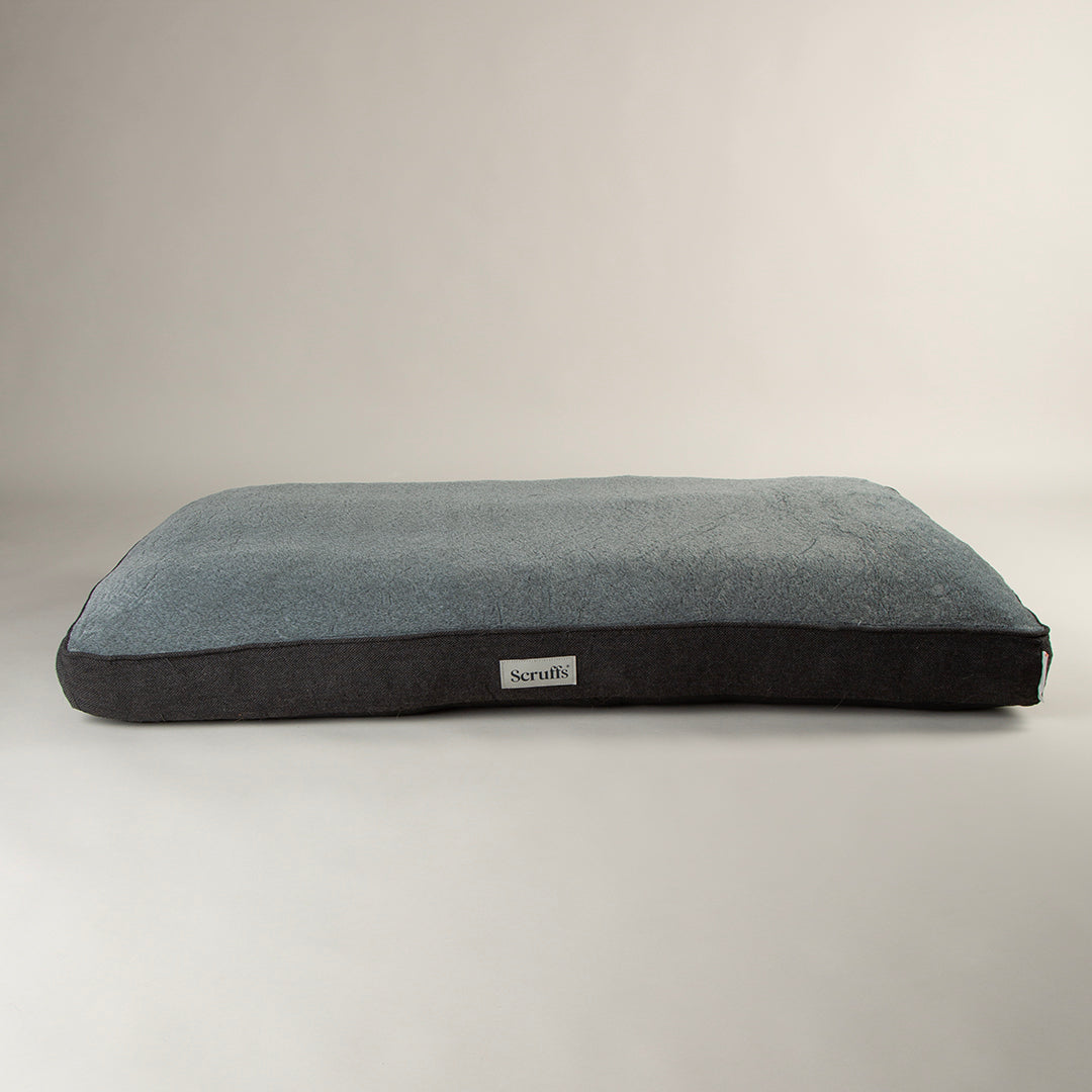 Scruffs Harvard memory foam dog mattress in graphite grey, front view