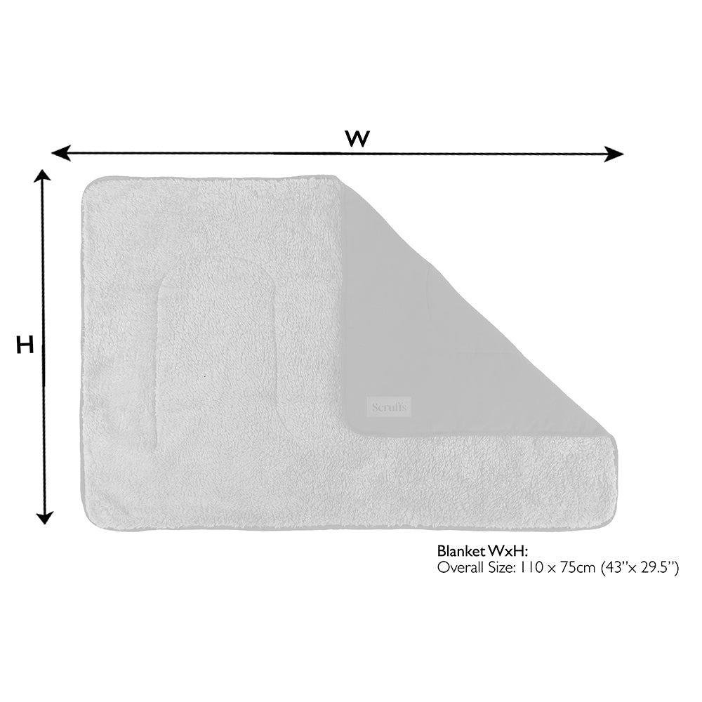 Scruffs snuggle dog blanket size guide showing dimensions